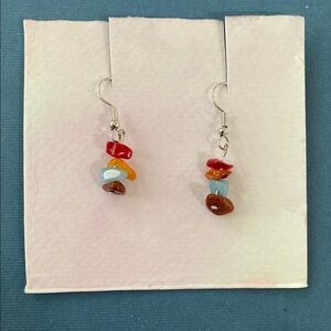 Red and Orange Beaded Dangle Earrings